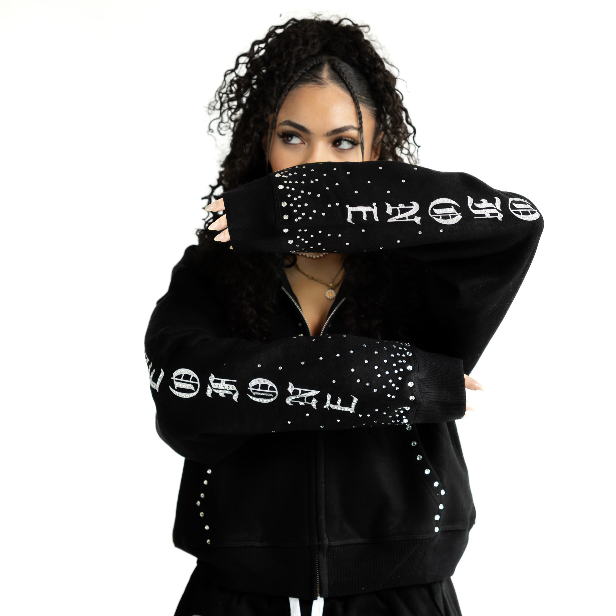 RHINESTONE ZIP UP
